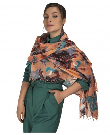 Палантин Женский W40-GRANDE.FLEUR/CORAL